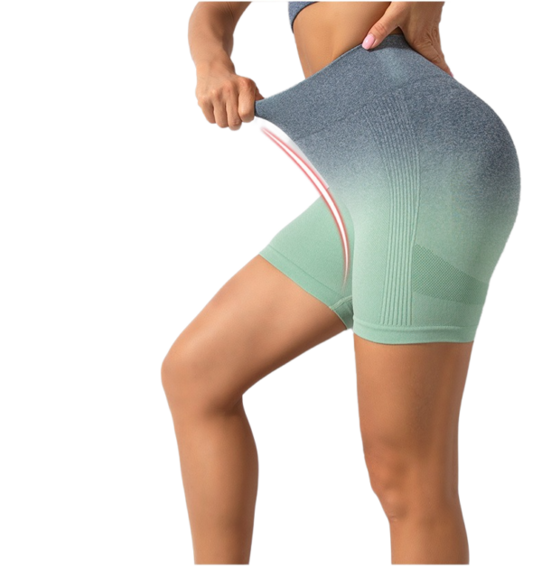 Cross-border gradient hanging dye sports shorts female peach buttocks lifting hip tight seamless running three-point yoga pants